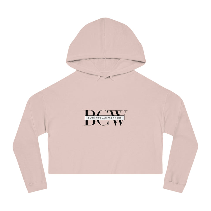 Women's Cropped Hooded Sweatshirt - Blue Collar Workers Women Empowerment Skull Design