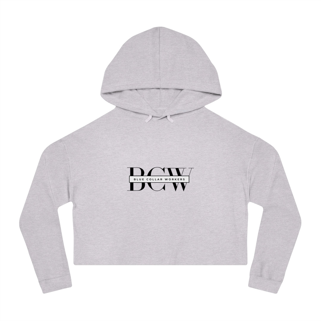 Women's Cropped Hooded Sweatshirt - Blue Collar Workers Women Empowerment Skull Design
