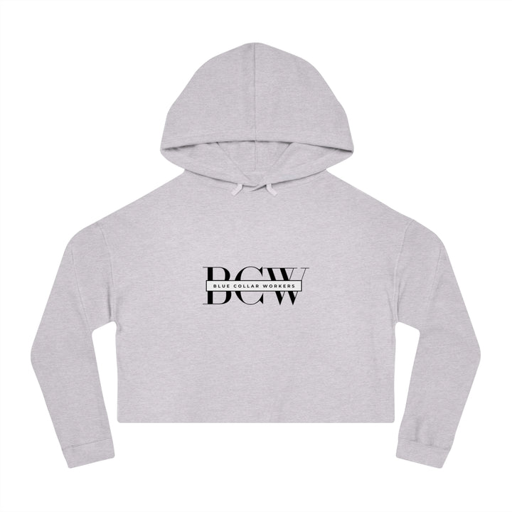 Women's Cropped Hooded Sweatshirt - Blue Collar Workers Women Empowerment Skull Design