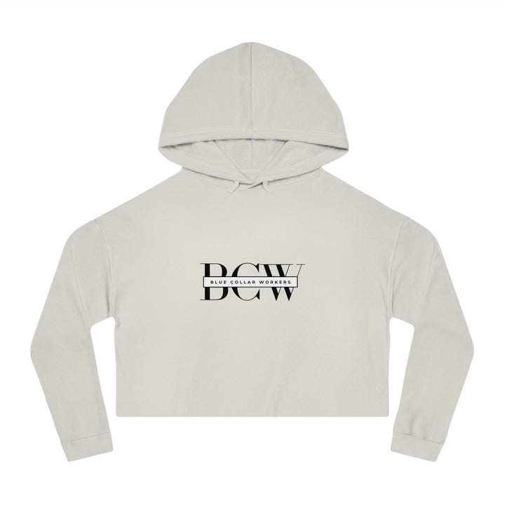 Women's Cropped Hooded Sweatshirt - Blue Collar Workers Women Empowerment Skull Design